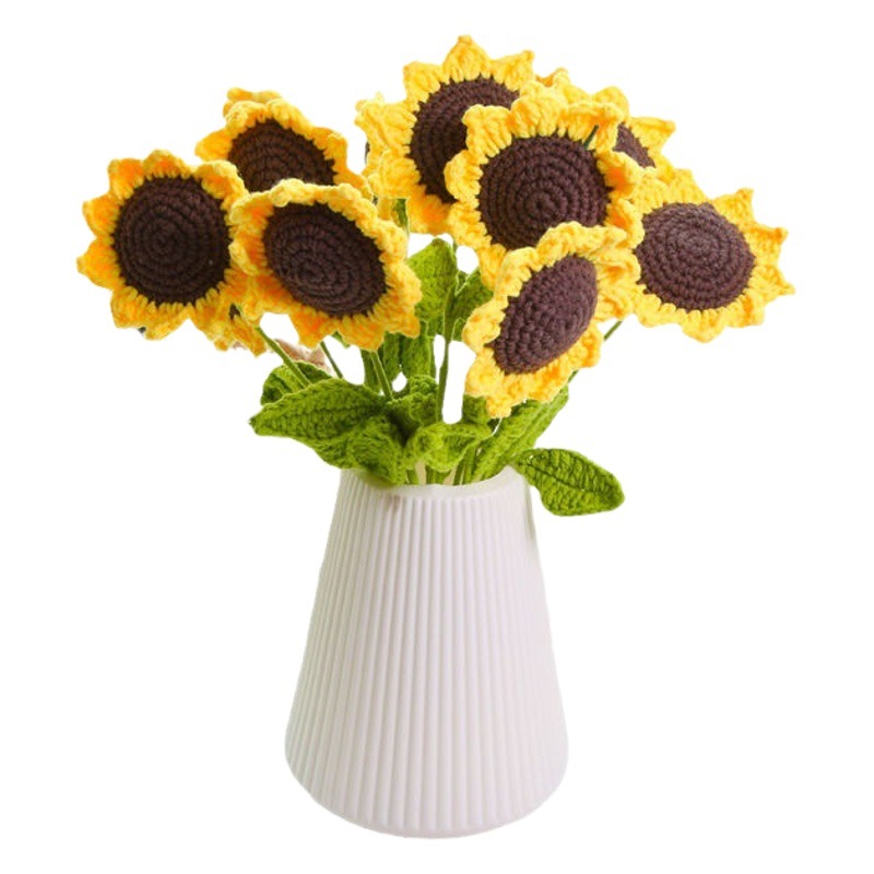 Sunflower handmade diy knitting crochet wool material bag small Daisy wool ball homemade gift simulation bouquet