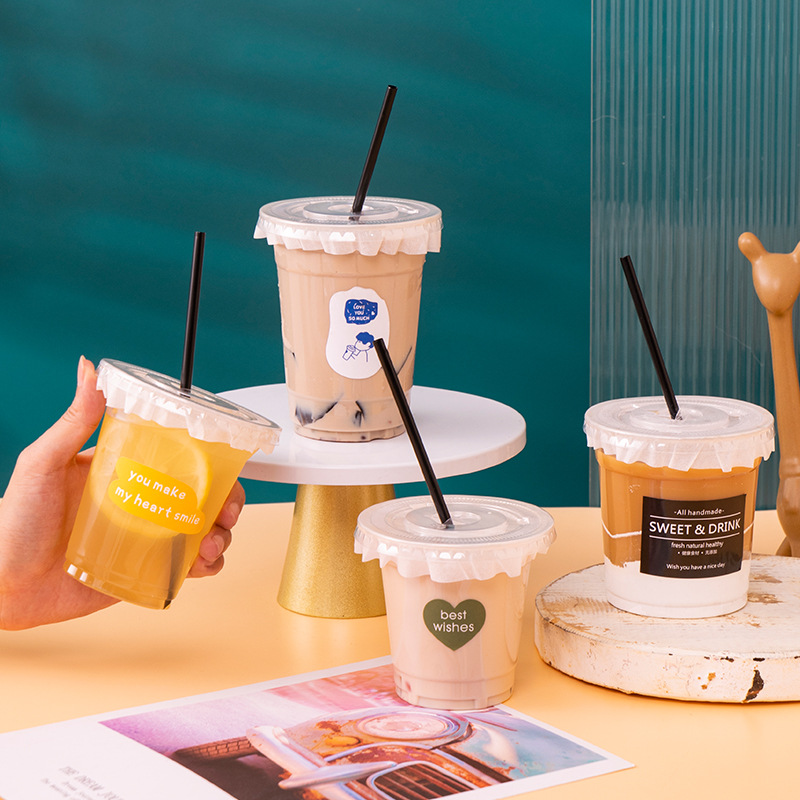 Coffee Milk Tea Cup Disposable Ice Powder Cold Drink Cup Coconut Latte Homemade Drink Cup with Lid Packaging Drink Cup