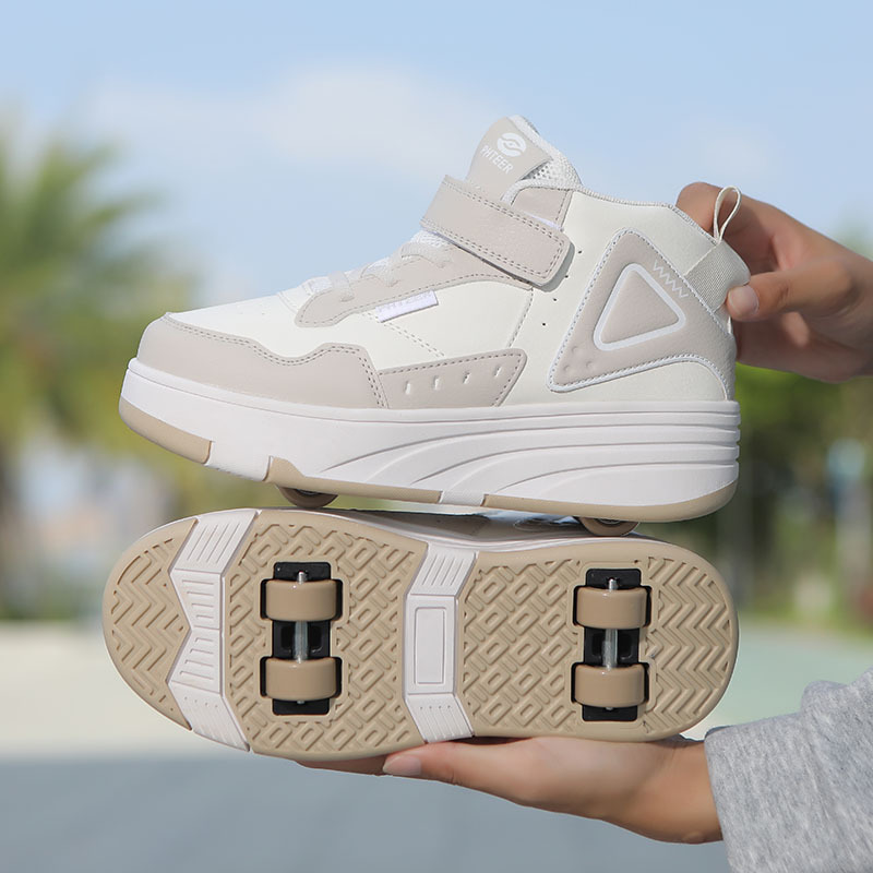 Cross-border generation children's four-wheel heelloo shoes for boys and girls dual-use roller skates double-row roller skates adult pulley