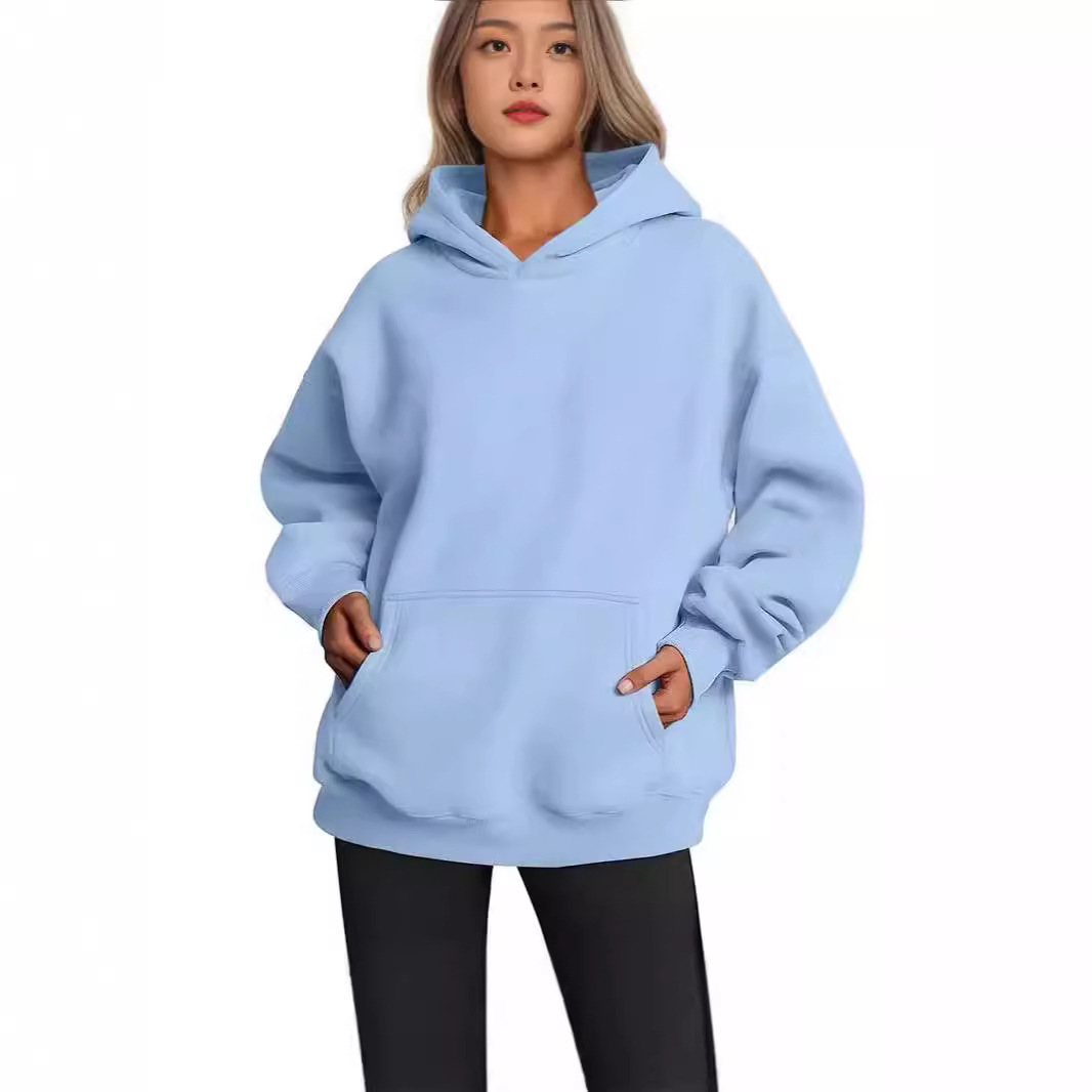 Amazon, Europe and the United States cross-border 2025 new women's spring and autumn hooded sweatshirts, casual pocket tops, loose pullovers