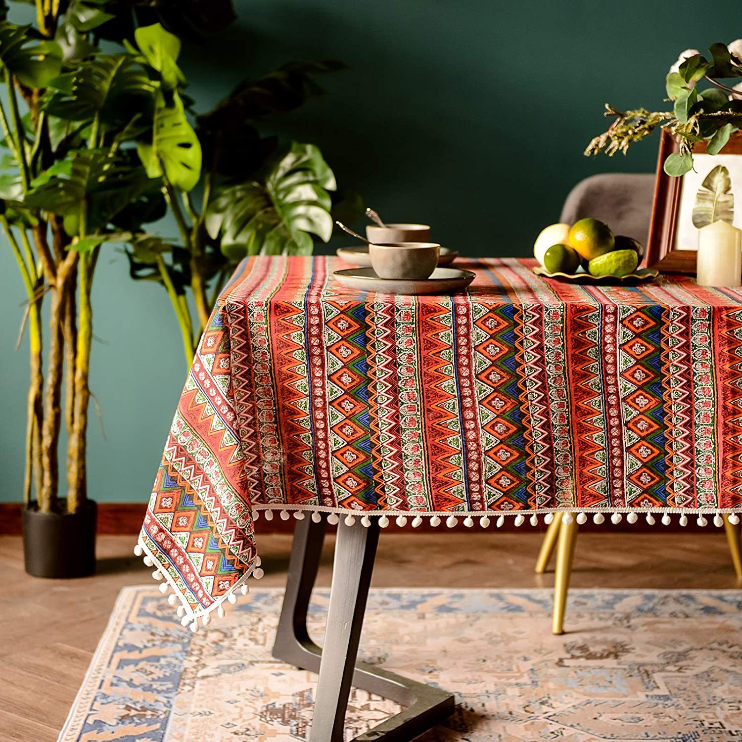 Cross-border European American Style Cotton and Linen Tablecloth Minority Style Bohemia Southeast Asia Party Linen Tablecloth
