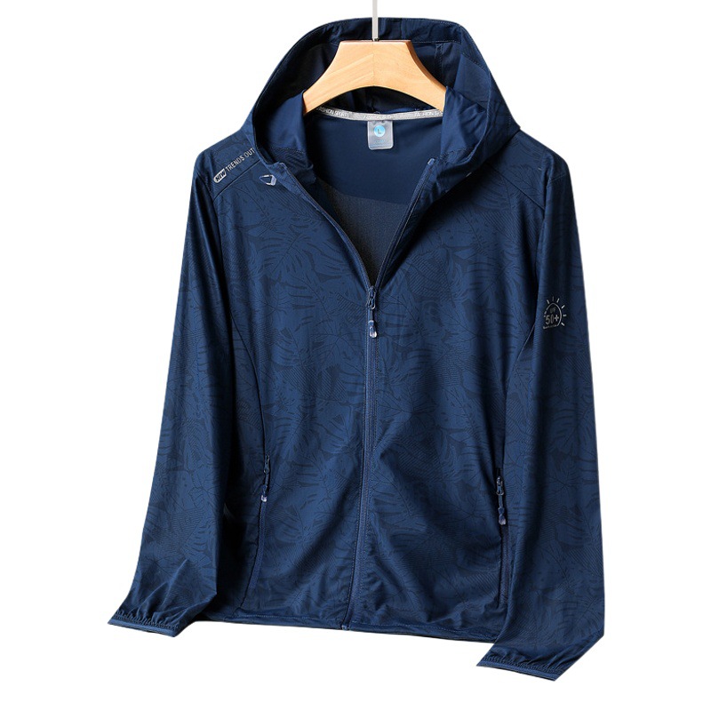 1213 Ice Silk Sun Protection Clothing Women's Summer Thin UV Protection Breathable Sun Protection Cardigan Hooded Jacket Men's Skin Clothing