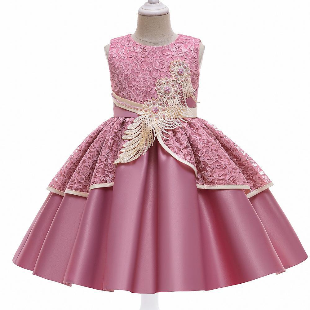 Picture of 2024 new cross-border children's dress lace embroidered bow applique costume princess dress manufacturers supply