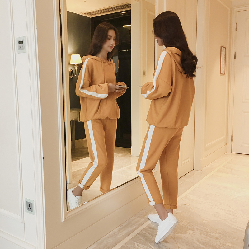 Picture of 2025 Spring and Autumn New Fashion Casual Sports suit Women's Korean-style Loose Hoodie College-style Two-piece Set