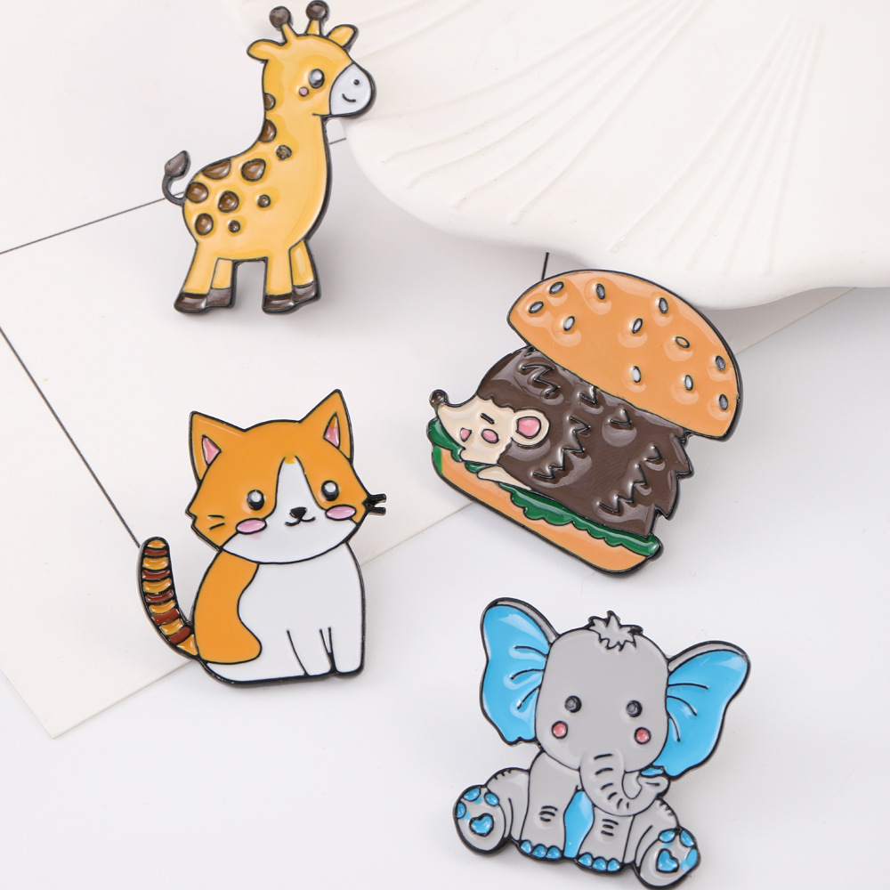 Picture of Cartoon Cute Student Brooch Backpack Collar Sloth Bread Hedgehog Elephant Badge Enamel Animal Pin