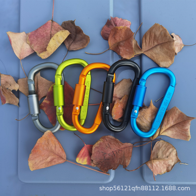 Picture of Outdoor aluminum alloy D-type quick hanging travel camping carabiner equipment camping carabiner large hanging buckle
