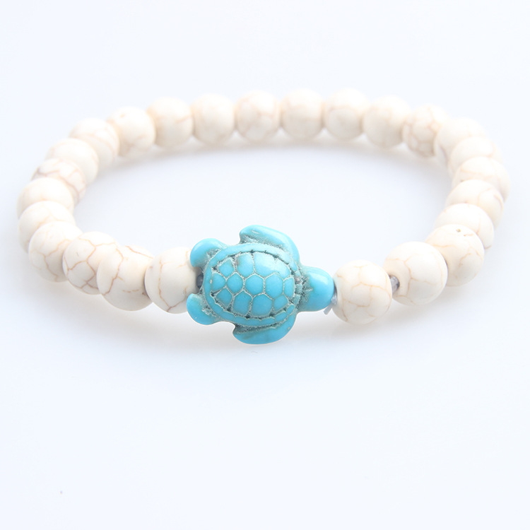 Picture of Zhou Lianfa 8MM Decorative Lava Volcanic Stone Beads Turquoise Cross Elastic Elastic Bracelet for Men and Women