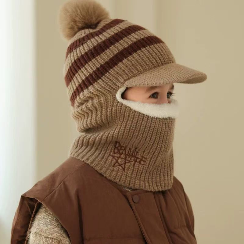 Picture of Children's Hat New Velvet Warm One Hat Boy's Wool Hat Face Protection Neck Baby Hat Winter Cap