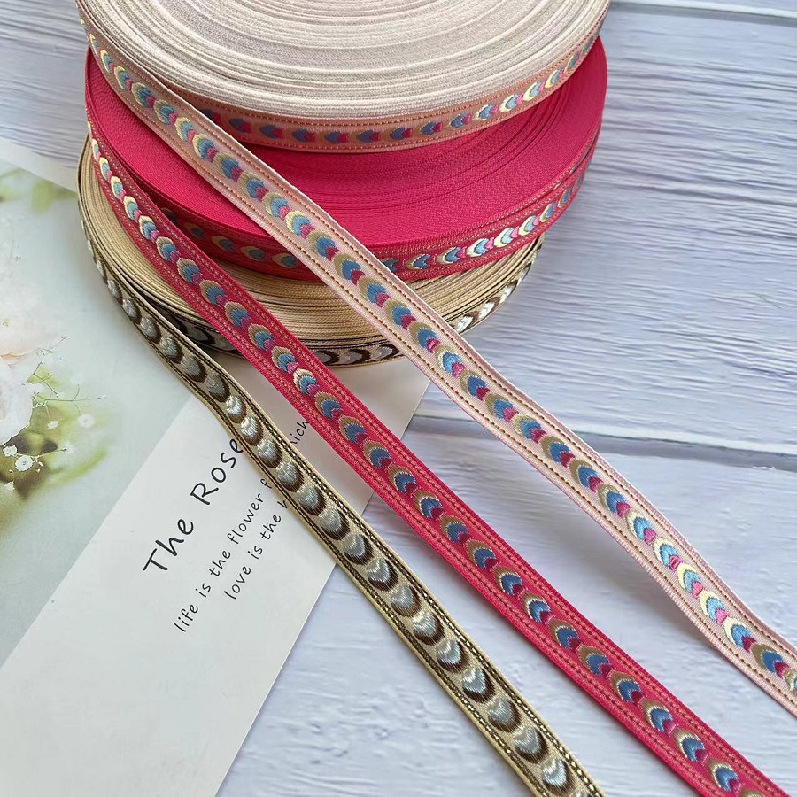 National lace jacquard ribbon fan feather pattern garment accessories AH-0352 width 1.3CM