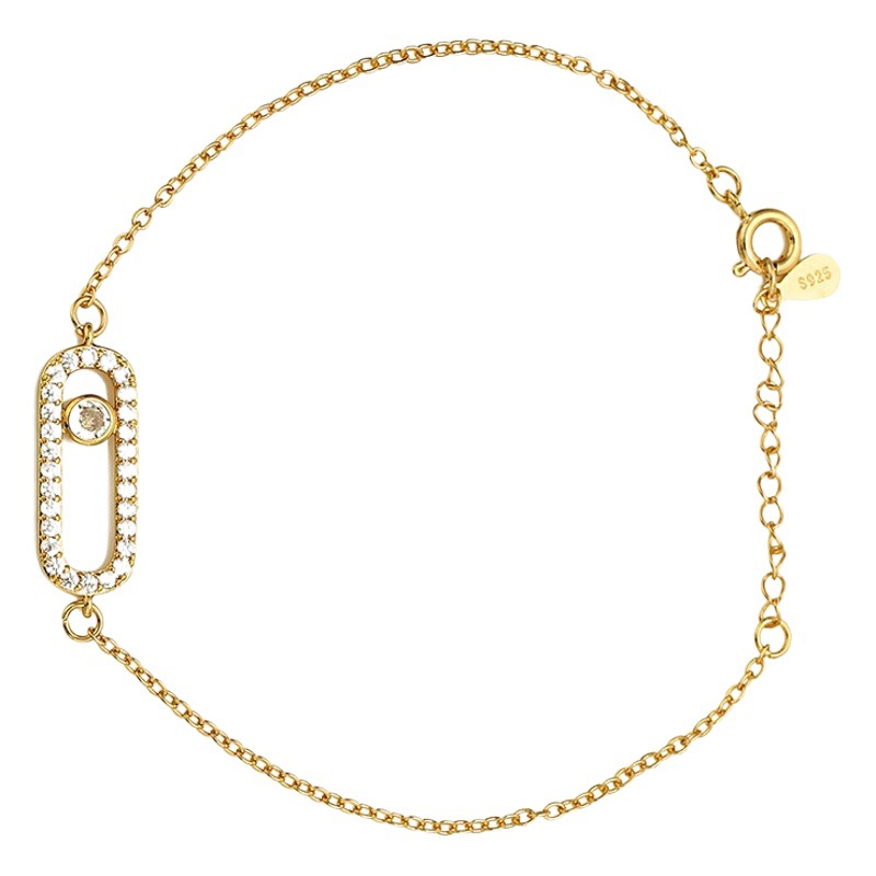 Cross-border European and American Simple All-match Bracelet Girl's Niche Light Luxury Micro-inlaid Zircon Bracelet Geometric Square Fashion Jewelry