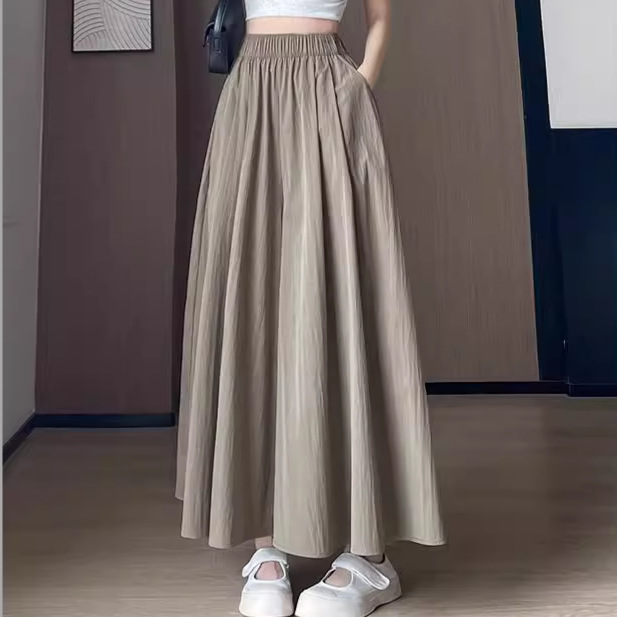 Yamamoto Culottes Women's Summer 2024 New Fairy Floating Pleated A- Line Skirt Cotton Linen High Waist Draped Wide Leg Pants