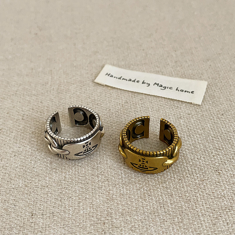 Antique Style Distressed Planet Metal Open Ring Female Niche Design Sense Personality Fashion Elegant All-match Ring Ring