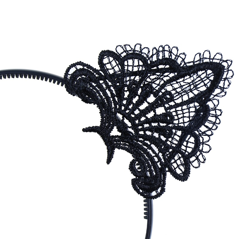 Picture of Water-soluble lace birthday party Halloween headdress headband hollow headband small ears 5022