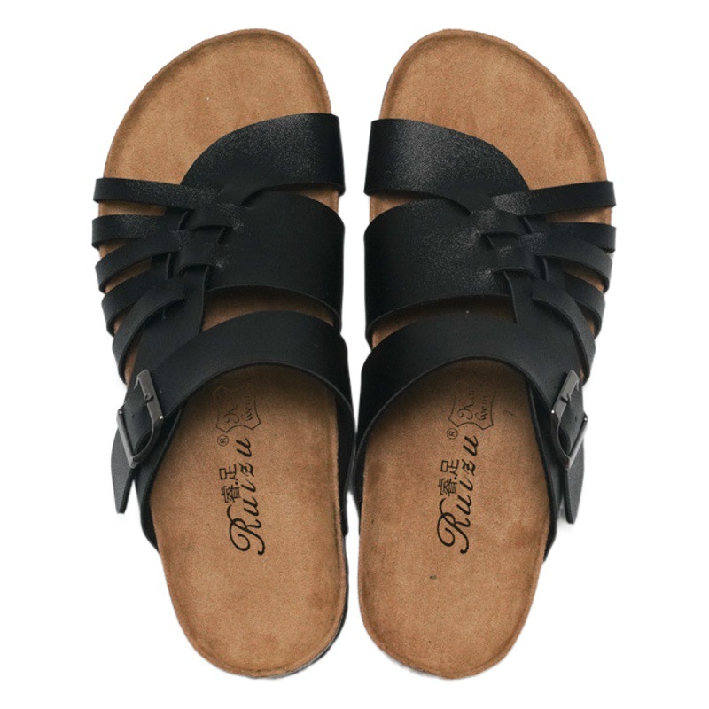 Ruizu 2025 New Spring and Summer Men's Cork Slippers Student Sandals Beach Shoes Trendy Water Pine Shoes