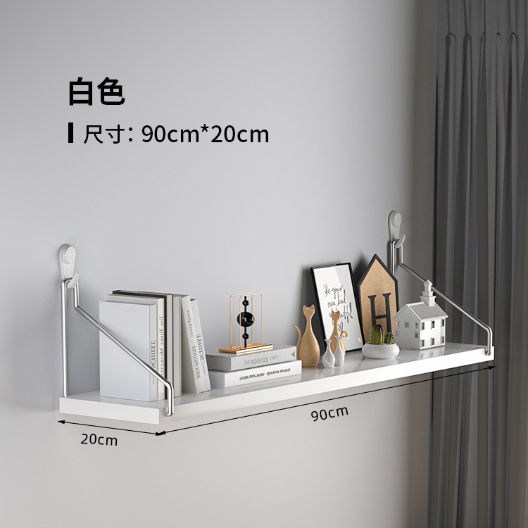 Picture of No-Drill Wall-Mounted Wrought Iron Living Room Entrance Wall Decoration Bedroom Wall Bookshelf Single Shelf Wall Storage Rack