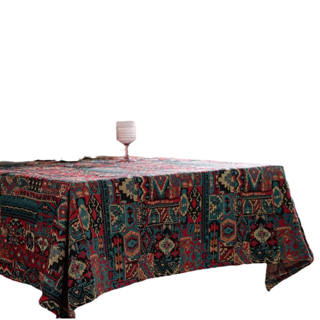 Picture of Yiqi Yun Miao Tablecloth Colorfulful Jacquard Tablecloth Double-Sided Pattern Thick Tablecloth Geometric Bohemian Style