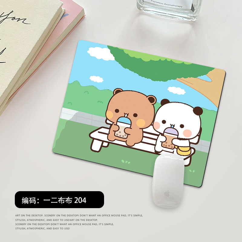 Picture of One or two cloth small size mouse pad office computer keyboard pad cartoon cute panda thick lock edge wrist pad