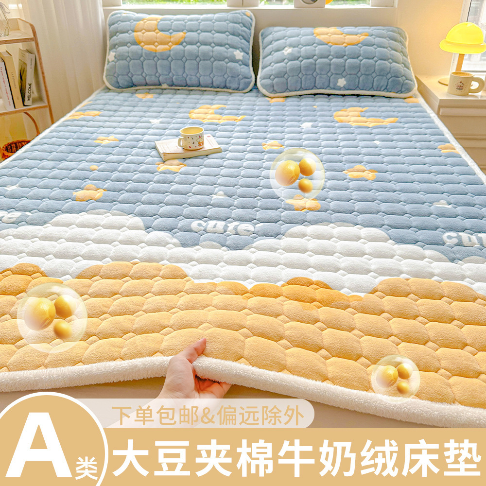 Class A Soybean Milk Velvet Mattress Winter Thickened Coral Velvet Dormitory Single Mattress Household Folding Cushion