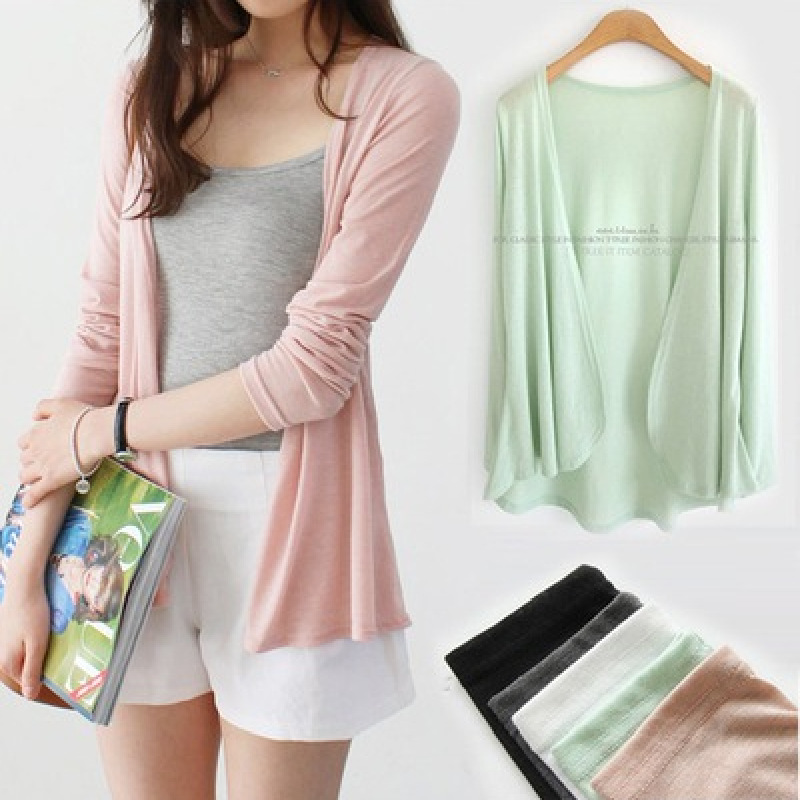 Spring and Summer Air-conditioning Shirt Solid Color Sunscreen Cardigan Women's Knitwear Modal New Cardigan Women's Thin Long-sleeved Shawl