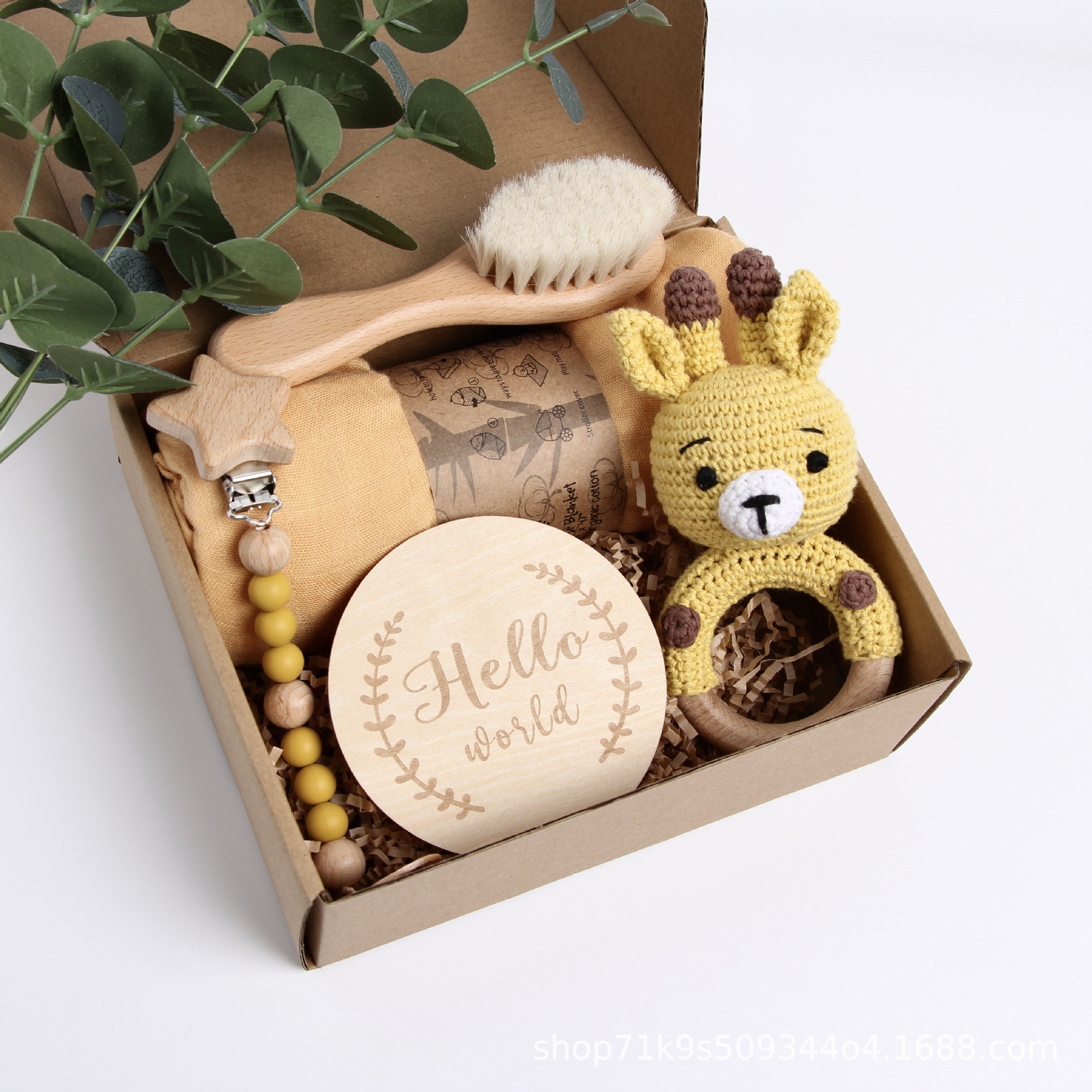 Picture of Baby Shower Gift Rattle Set Cotton Toy Pacifier Clip Blanket