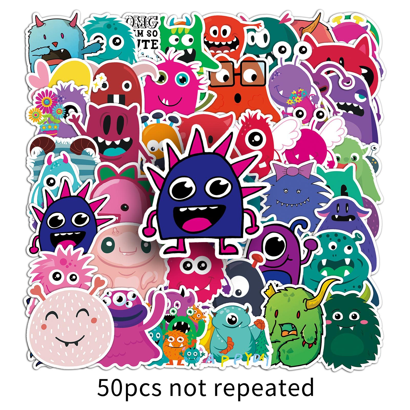 Picture of 50 hand account small monster painted personality cross-border cartoon goo card creative DIY skateboard luggage stickers waterproof