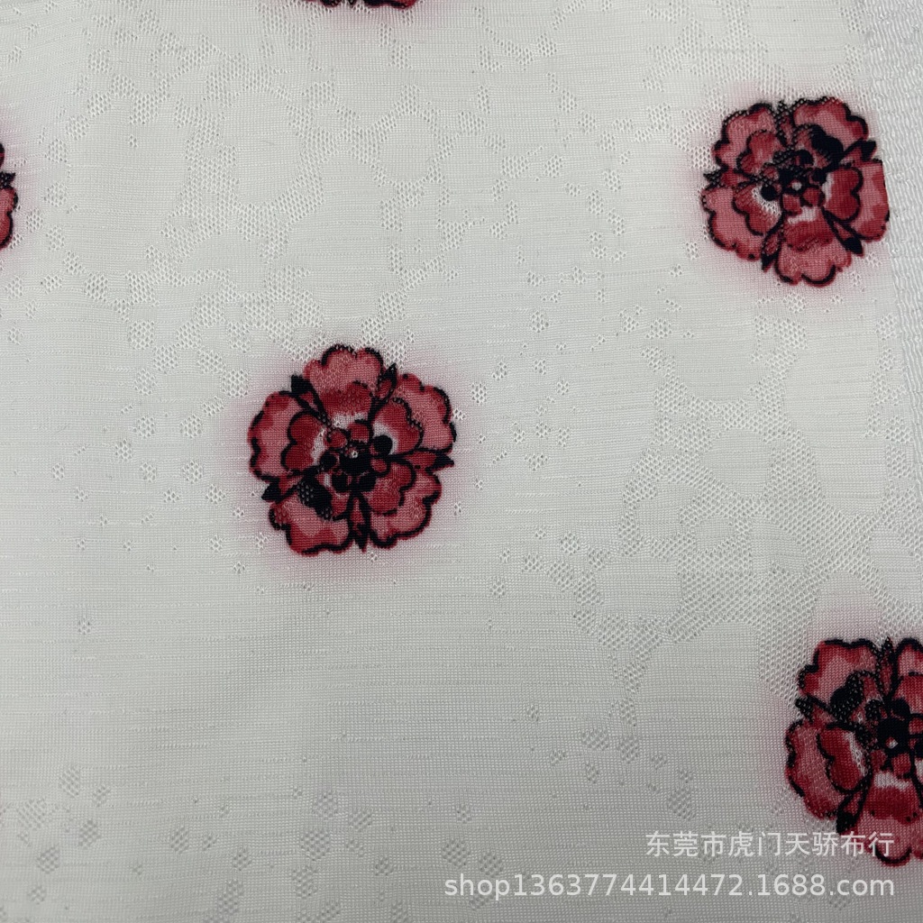 Picture of Spot supply knitted mesh fabric jacquard printing small flower printing knitted jacquard printing fashion women's clothing materials