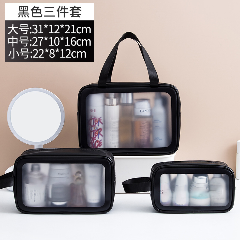 Picture of PVC Transparent Cosmetic Bag Simple Large Capacity Bath Bag PU Waterproof Portable Toiletry Bag Portable Travel Storage Bag