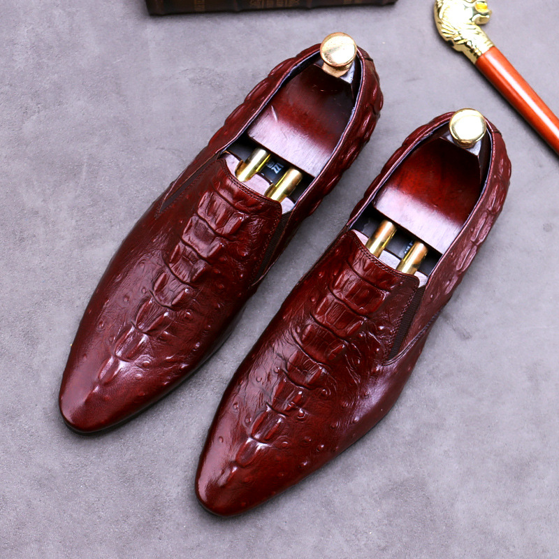 Picture of Business large size cowhide casual toe crocodile embossed men's leather shoes British genuine leather cowhide pointed toe cross-border foreign trade