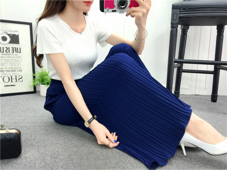 Picture of Spring and Summer Pleated Wide Leg Pants Women's High Waist Slimming Casual Pants Korean-style Large Size Nutty Black Ankle-length Pants
