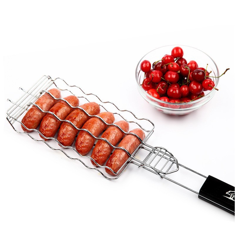 Picture of BBQ barbecue tools stainless steel barbecue net grilled fish clip rack barbecue basket square outdoor mesh