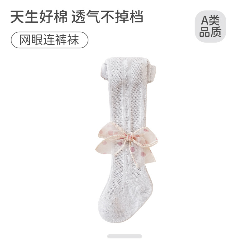 Picture of Summer mesh pantyhose girls leggings Princess wind lace bow breathable anti-mosquito children's pantyhose wholesale