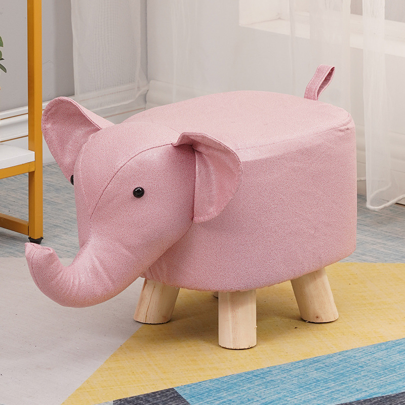 Picture of Elephant Stool children's animal stool solid wood shoe changing stool creative small stool home living room cartoon cute low stool