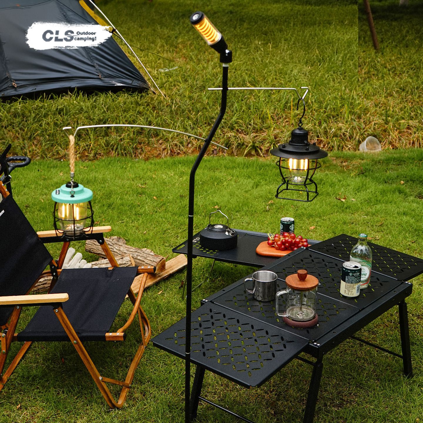 CLS New Outdoor Lamp Stand Camping Lamp Bracket Stall Lamp Hanger Camping Lighting Storage Rack Camp Hanging Lamp