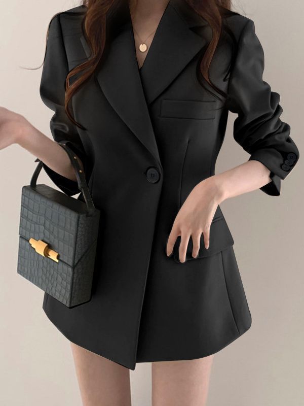 Picture of Black Casual 2025 New Spring and Autumn Korean Style Elegant Suit Top Suit Jacket Women's High Sense