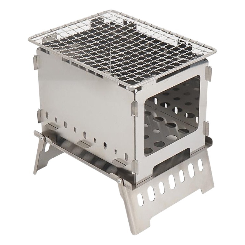 Outdoor Folding Card Oven Barbecue Grill Camping Windproof Fire-Burning Table Portable Charcoal Fired Firewood Barbecue Stove