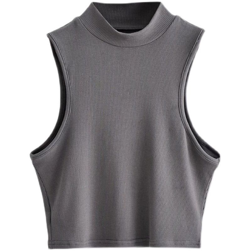 Picture of European and American style hot girl half turtleneck vest women's summer outer wear ins sleeveless short navel inner top bottoming shirt