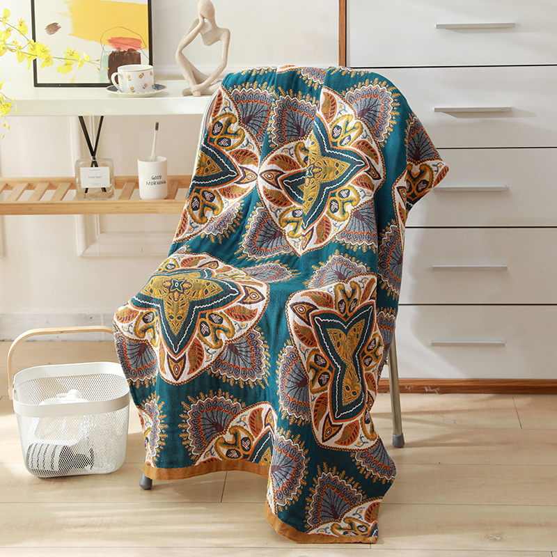 Picture of Wholesale Colored Cotton Four-Layer Gauze Bath Towel Absorbent Adult Couple Household Bath Towel Four Seasons Cartoon Cotton Bath Towel