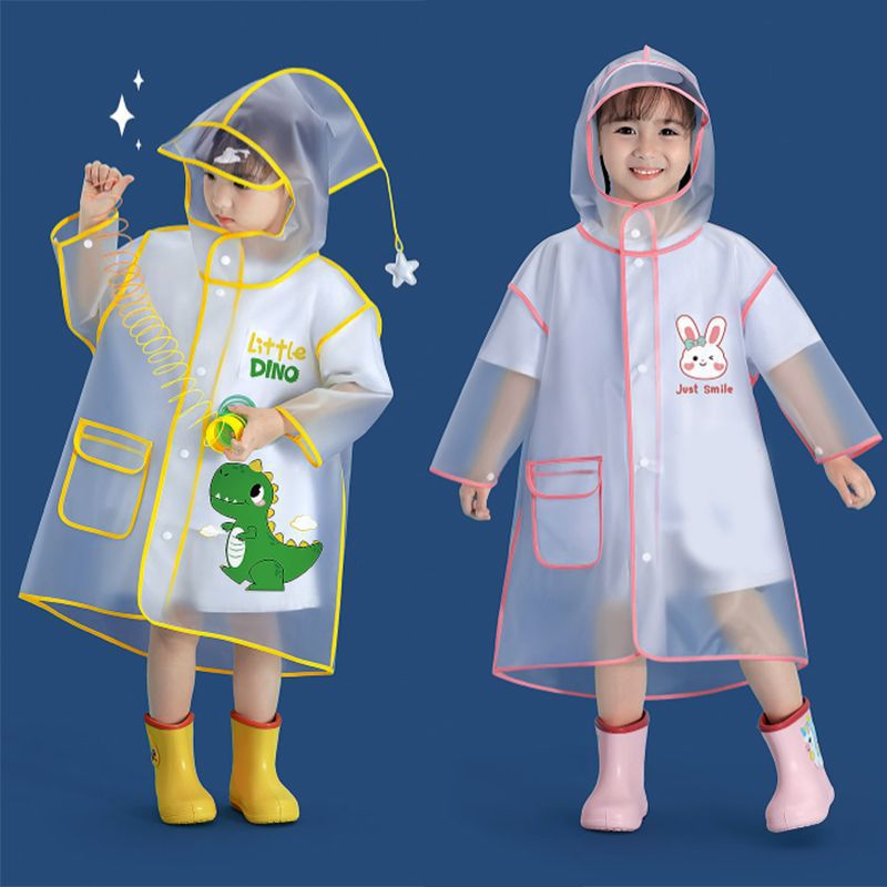 Cute Poncho Waterproof Raincoat Return Kidsren's Raincoat Large and Small Kidsren Kindergarten Baby Raincoat Poncho Hat Brim Rain