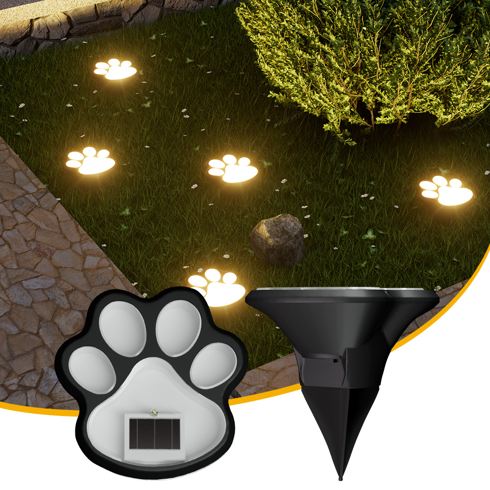 Solar Lawn Lamp LED Simulation Footprint Dog Claw Floor Lamp Outdoor Rainproof Courtyard Garden Decorative Buried Lamp