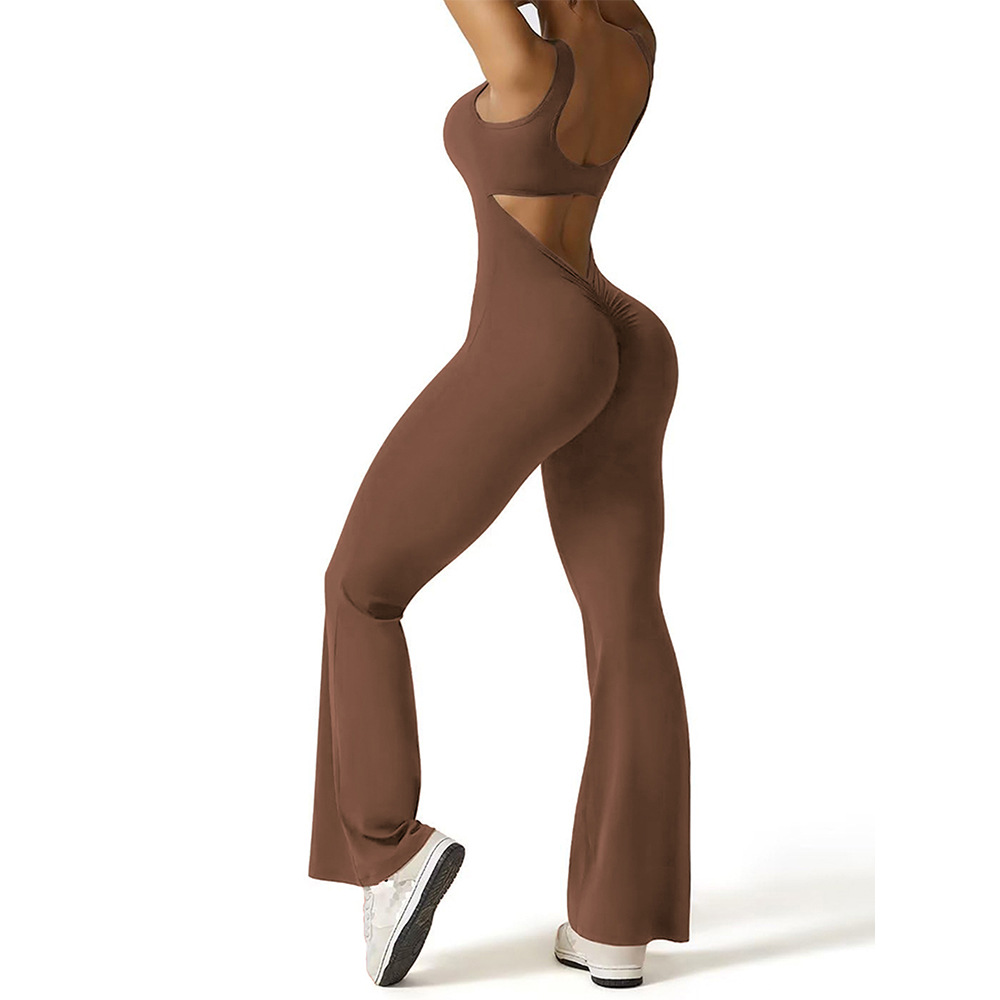 Picture of Amazon 2025 Spring and Summer New European and American Women's Slim Fit Hip Jumpsuit Sexy Backless Sports Yoga Suit