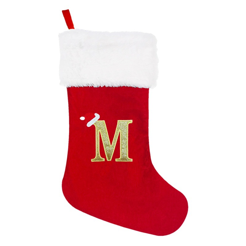 cross-border christmas stocking christmas decorations embroidered letters knitted christmas stocking letters stocking christmas pendant gift bag