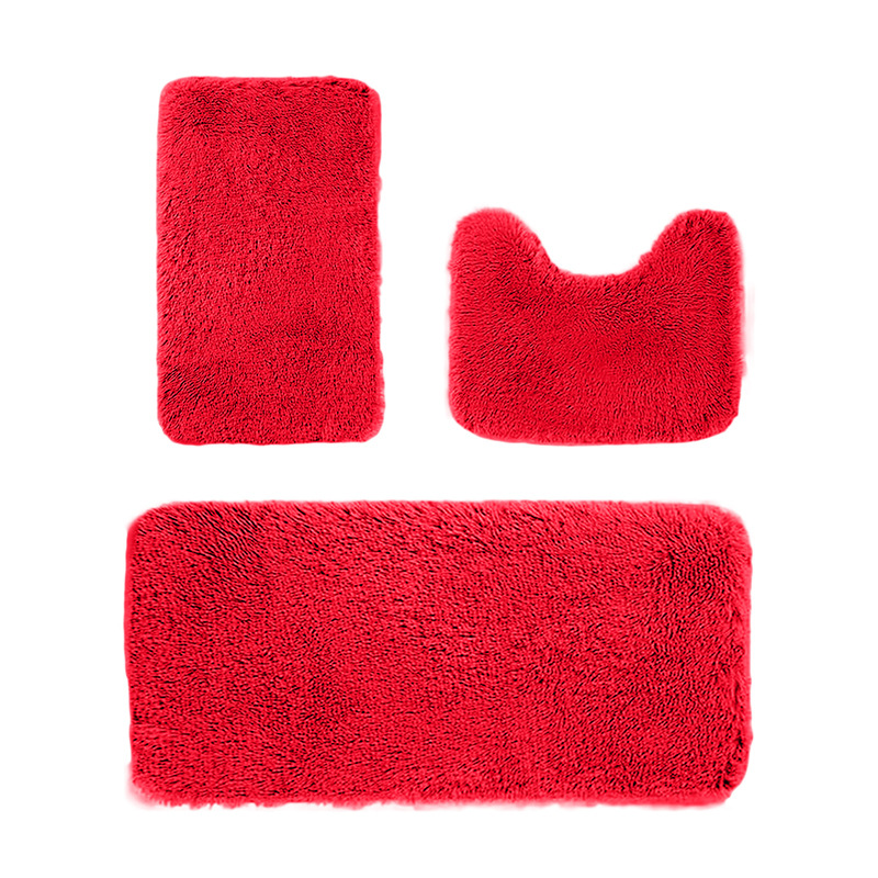 Cross-border silk wool toilet mat three-piece Amazon solid color toilet mat cool wear-resistant anti-skid mat a generation of hair
