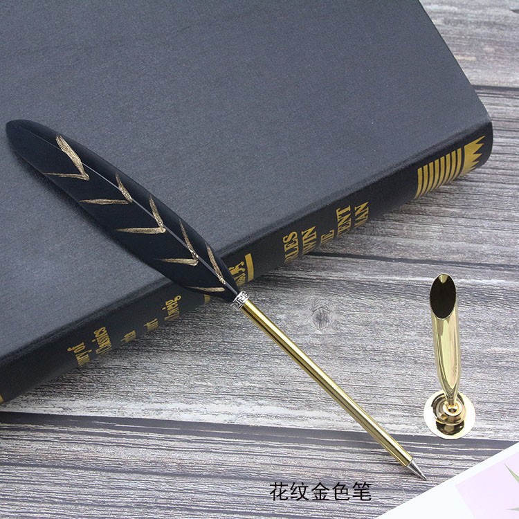 Picture of New European retro silver feather pen creative ballpoint pen wedding signature advertising pen student stationery simple package