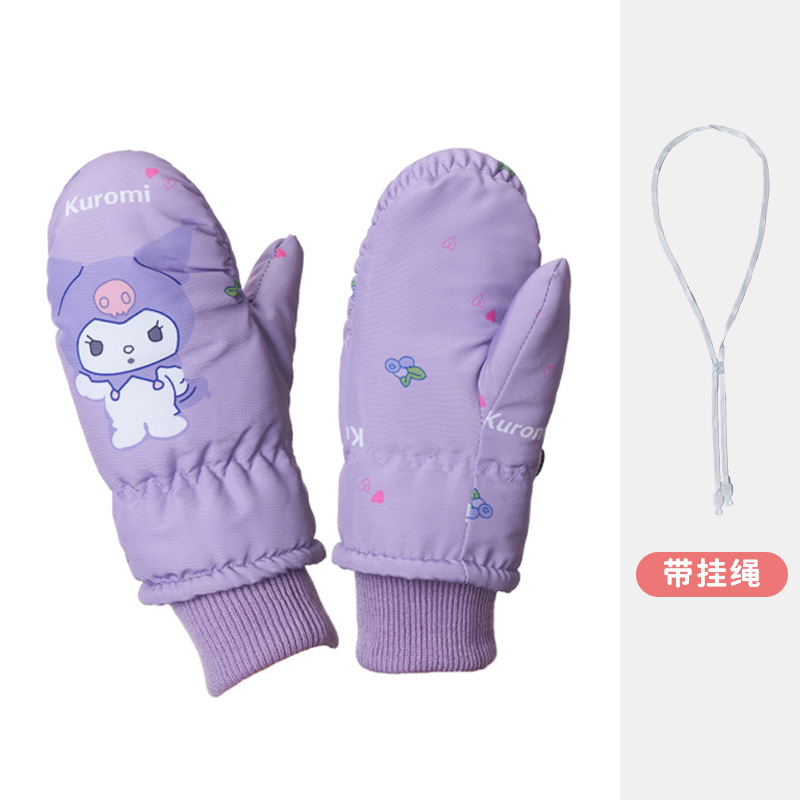 Picture of Cartoon children's fleece-lined ski gloves 2-5 years old baby outdoor warm gloves thickened non-slip children's gloves winter