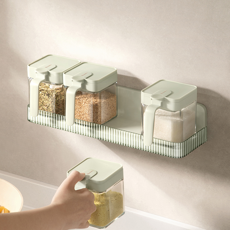 Kitchen Storage Rack Punch-free Multi-functional Household Seasoning Bottle Wall-mounted Seasoning Supplies Daquan Rack