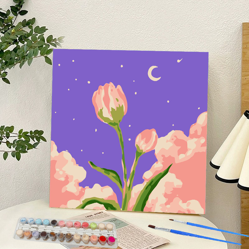Picture of Digital oil painting landscape Dafen village hand-painted mathematical oil painting coloring painting oil painting flowers flower oil painting wholesale