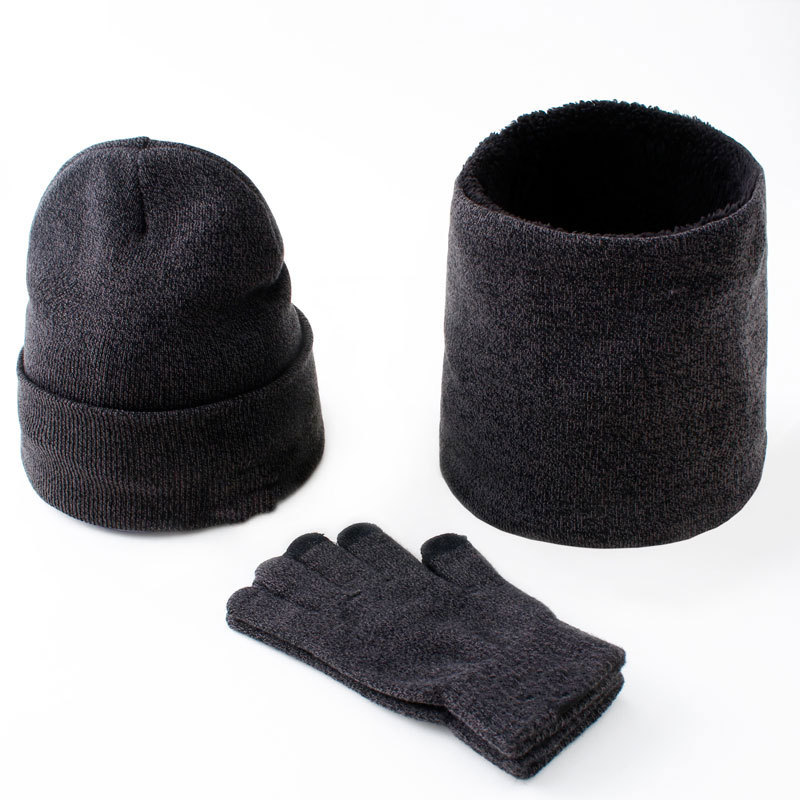 Picture of Cross-border exclusive winter Amazon European and American wool scarf thickened warm knitted hat scarf gloves three-piece set
