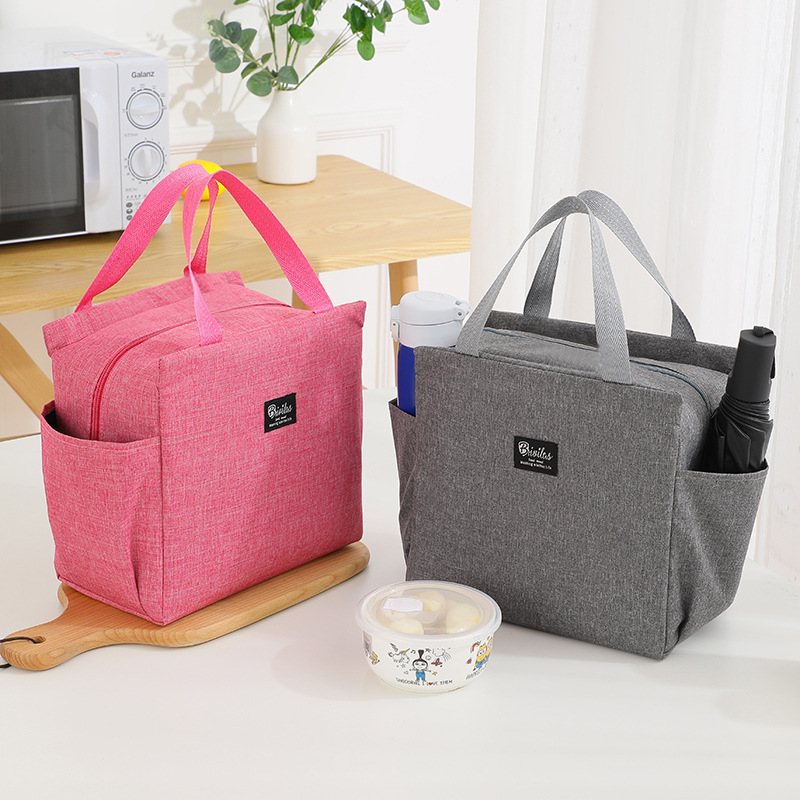 Picture of Double-Mouth Insulated Lunch Box Bag Portable Office Handheld Lunch Bag Double-Side Lunch Bag with Meal Bag Insulation Bag