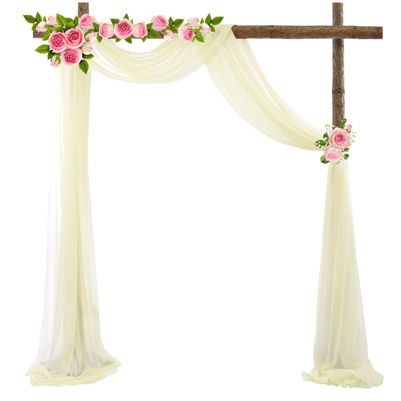 Picture of Cross-Border Popular Wedding Forest Lawn Outdoor Arch Decoration Wedding Arrangement Curtain Pearl Chiffon Gauze Curtain