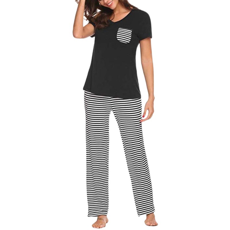Picture of Amazon 2024 New Home Clothes Women's Modal Pajamas Set European and American Clothing Autumn and Winter Short-Sleeved Pants Pajamas